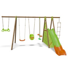Balançoire en bois poutre métal 2,30 m Techwood LEGATO - 8 enfants