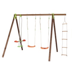 Portique bois poutre métal 2,30 m Techwood Premium DEKO - 5 enfants