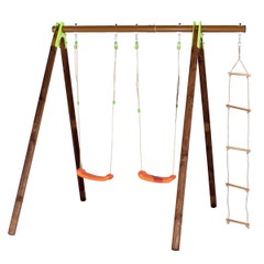 Portique bois poutre métal 2,30 m Techwood Premium XYLO - 3 enfants