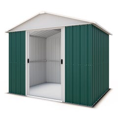 Abri de jardin métal vert Yardmaster 6,44 m² + kit d'ancrage
