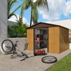 Abri de jardin métal aspect bois Yardmaster 6,44 m²  +  kit d'ancrage