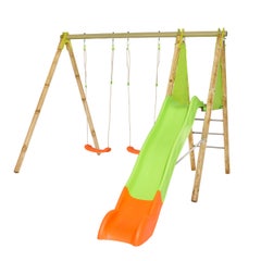 Balançoire en bois poutre métal 2,30 m Techwood ARROBA - 4 enfants