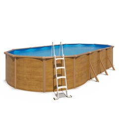 Piscine hors sol acier ovale 9,15 x 4,55 x 1,20 m aspect bois CANYON