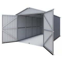 Garage métal gris Yardmaster 14 m² + kit d'ancrage