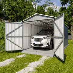 Garage métal gris Yardmaster 17,36 m² + kit d'ancrage