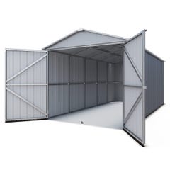 Garage métal gris Yardmaster 17,36 m² + kit d'ancrage
