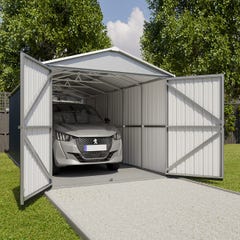 Abri Garage métal gris Yardmaster 20,72 m² + kit d'ancrage