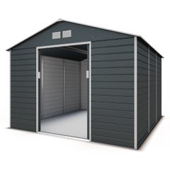 Abri de jardin métal anthracite 12,27 m² + kit d'ancrage