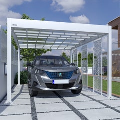 Carport voiture aluminium Blanc Trigano - LIBECCIO + 3 claustras