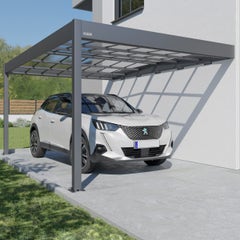 Carport de protection auto aluminium - abri de voiture 18M2 - gris - traité  anti UV