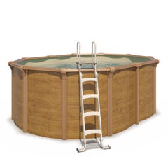 Piscine hors sol acier ovale 4,90 x 3,65 x 1,32 m aspect bois OSMOSE