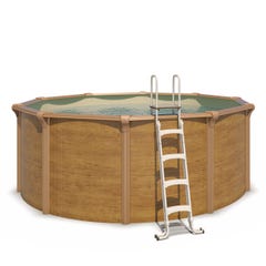 Piscine hors sol acier ronde Ø 4,55 x 1,32 m aspect bois OSMOSE