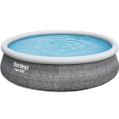 Piscine autoportante ronde Diamètre 4,57 x 1,07 m aspect résine tressée Fast Set de Bestway 