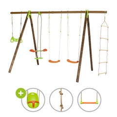 Portique bois poutre métal 2,30 m Techwood Premium BAYANO - 6 enfants