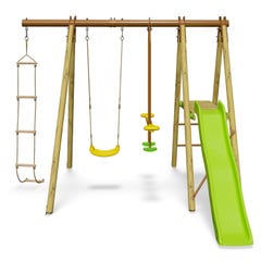 Balançoire en bois poutre métal 1,90 m, 5 enfants, Techwood OREKA