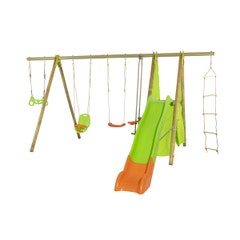 Balançoire en bois poutre métal 2,30 m Techwood IMPALA - 8 enfants