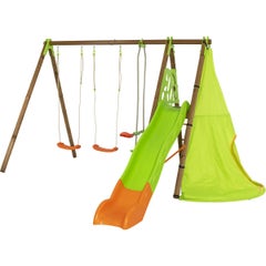 Station de jeux bois poutre métal 2,30 m Techwood Premium NAVAJO - 6 enfants