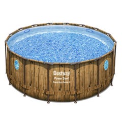 Piscine tubulaire ronde aspect bois POWER STEEL SWIM VISTA 