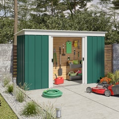 Abri de jardin métal vert Yardmaster 3.55 m² + kit d'ancrage