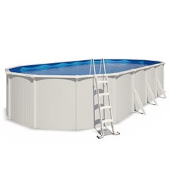 Piscine hors sol acier ovale 10,05 x 5,50 x 1,32 m blanche SAPHIR