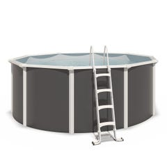Piscine hors sol acier ronde Ø 4,55 x 1,32 m anthracite VARUNA